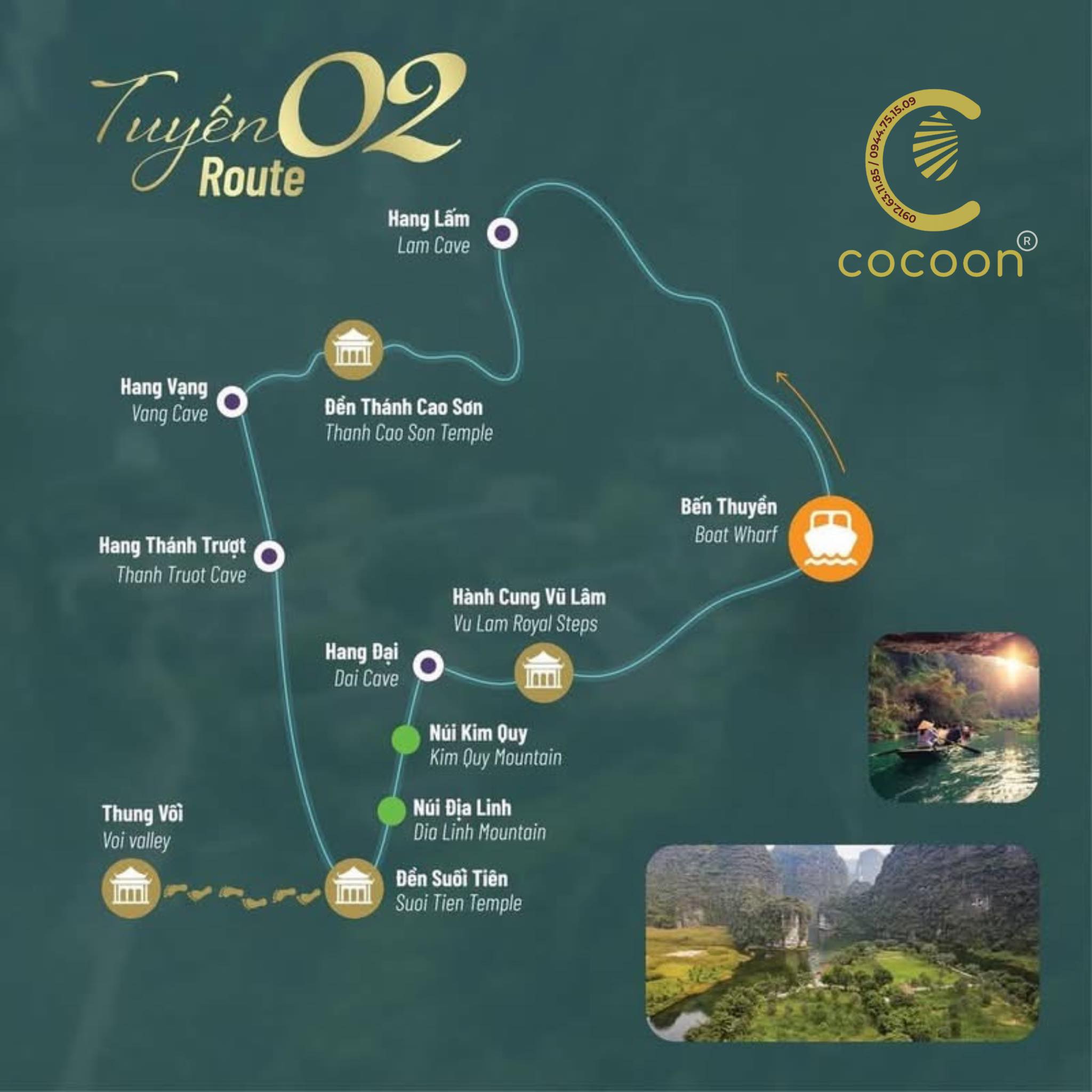 Lịch trình tuyến 2 du lịch Tràng An