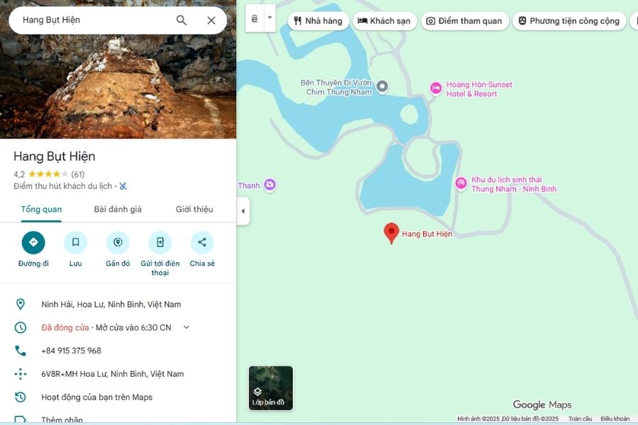 Vị trí Hang Bụt Hiện Ninh Bình