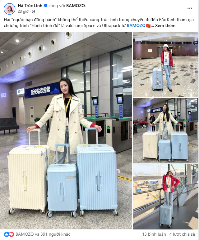 Hoa hậu Hà Trúc Linh lựa chọn vali Lumi Space và Ultrapack là người bạn đồng hành trong chuyến đi Trung Quốc