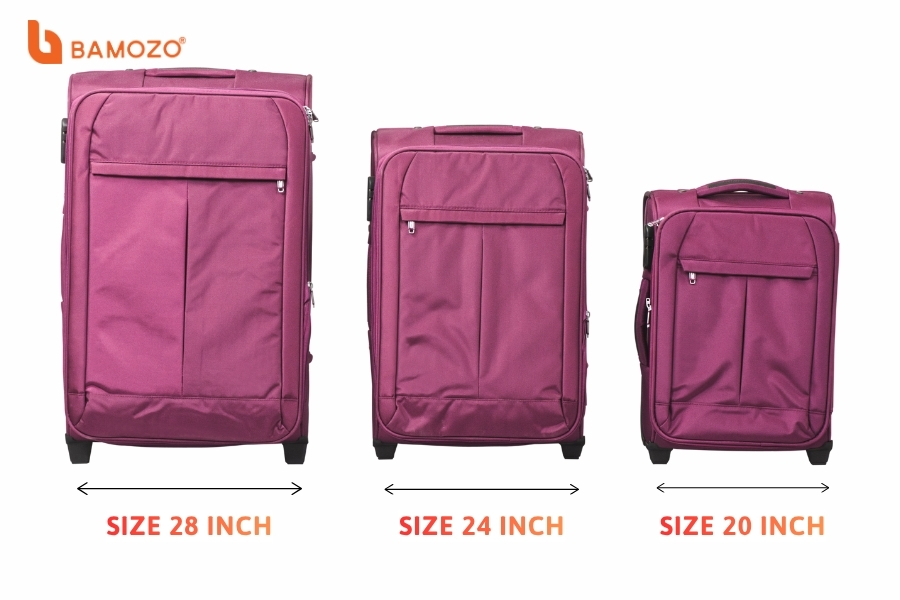 Các kích thước vali vải phổ biến hiện nay