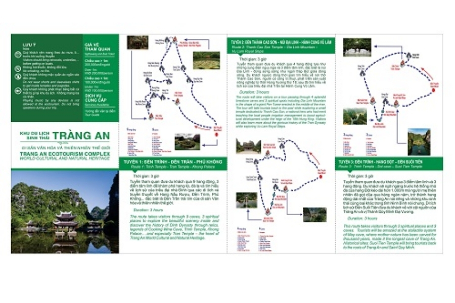 Các tuyến đi chính tại Tràng An - Ninh Bình