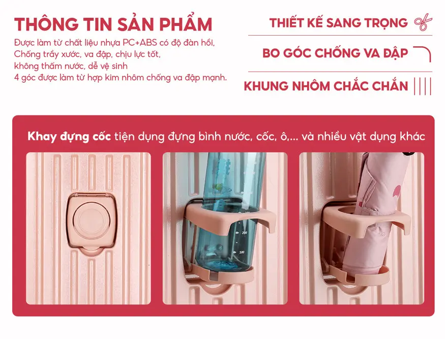 Vali Bamozo Khung Nhôm 9066C Cao Cấp