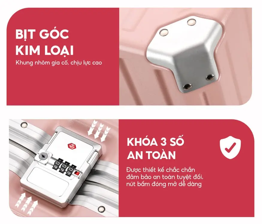 Vali Bamozo Khung Nhôm 9066C Cao Cấp