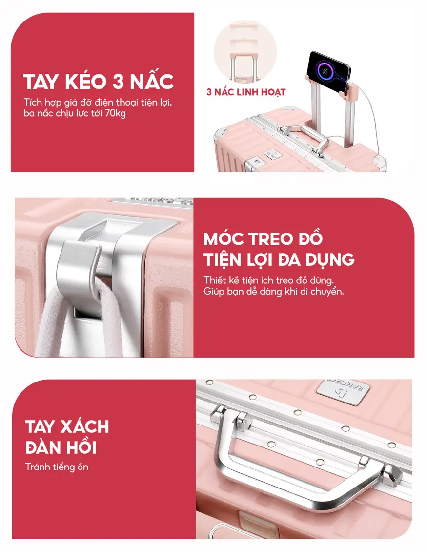 Vali Bamozo Khung Nhôm 9066C Cao Cấp
