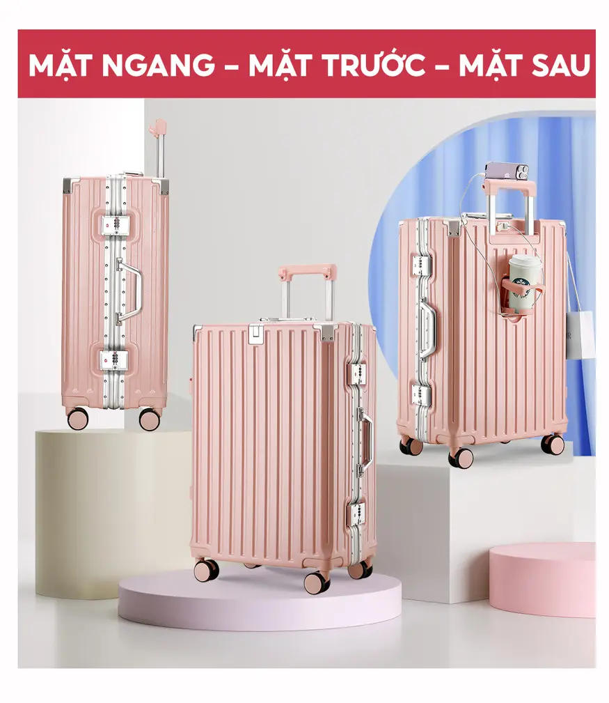 Vali Bamozo Khung Nhôm 9066C Cao Cấp