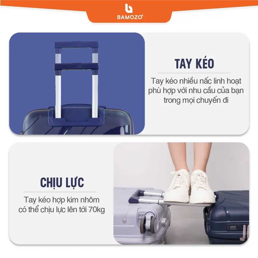 Vali Du Lịch Nancy Bamozo Size 20/24/28 Nhựa PP Cao Cấp