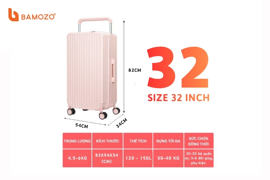 Kích thước vali size 32 inch