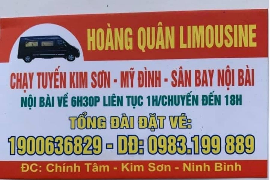 Cardvisit xe limousine Hoàng Quân Ninh Bình
