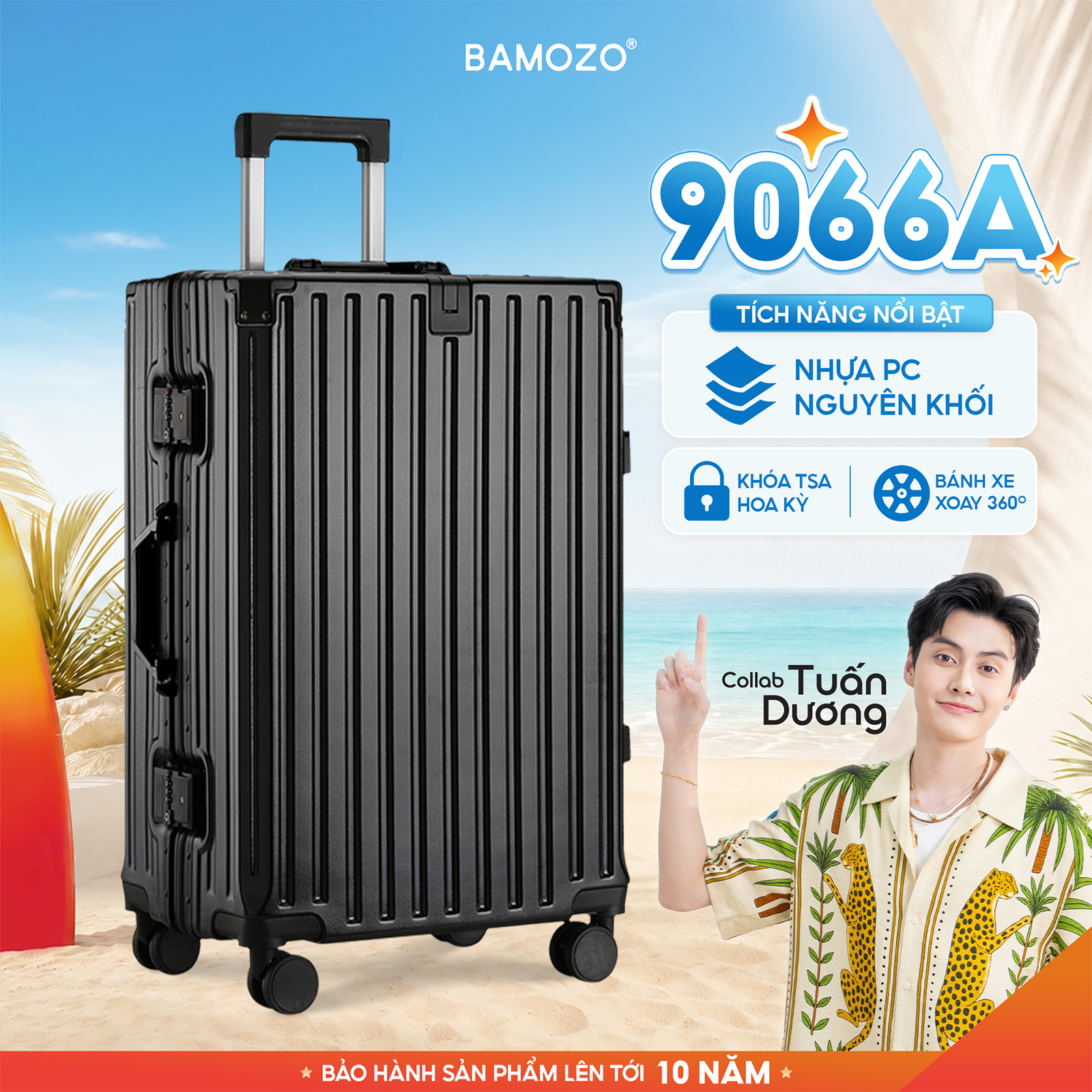 Vali Bamozo Khung Nhôm 9066A Bản Thường Size 20/24/28