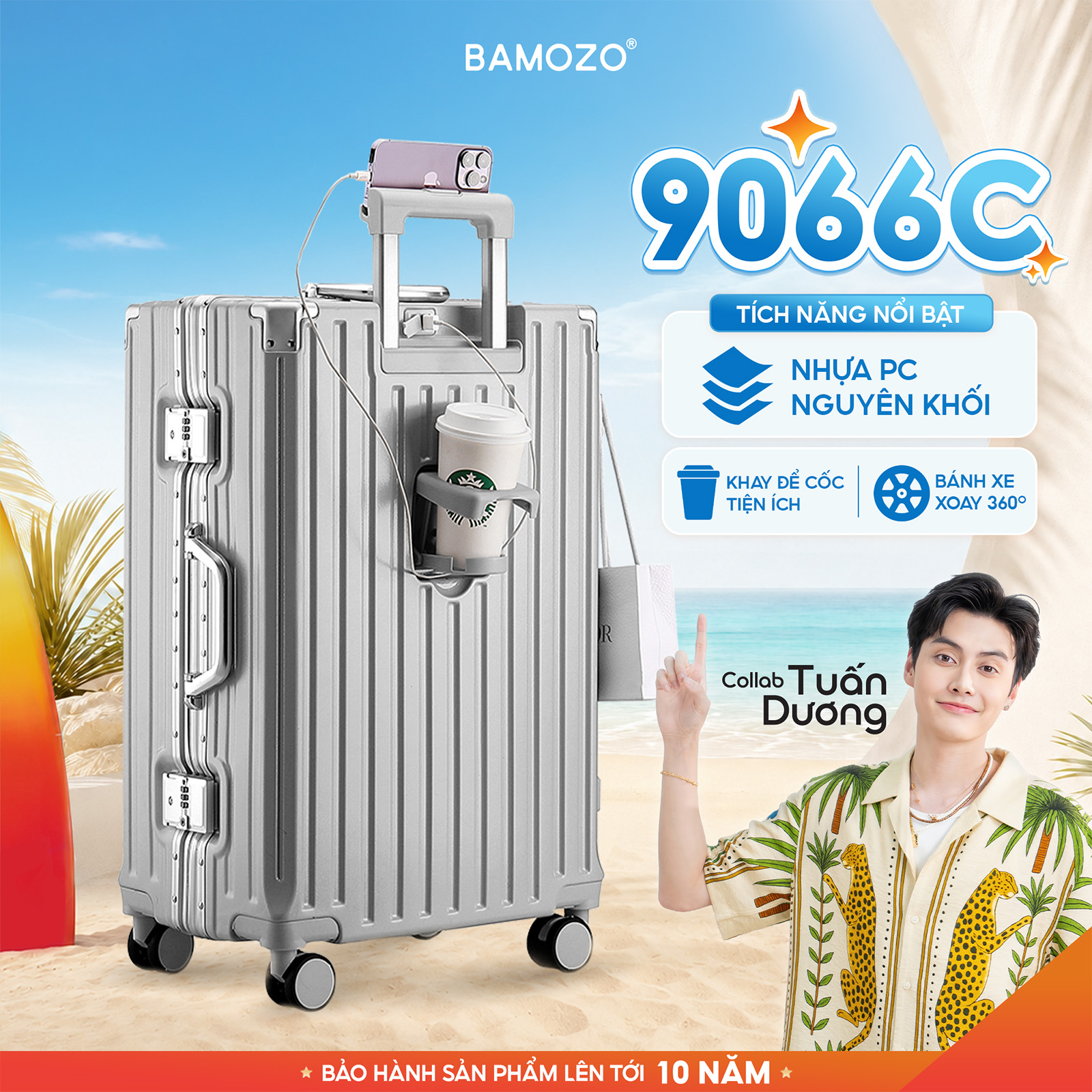 Vali Khung Nhôm Bamozo 9066C Cao Cấp Size 20/24/28
