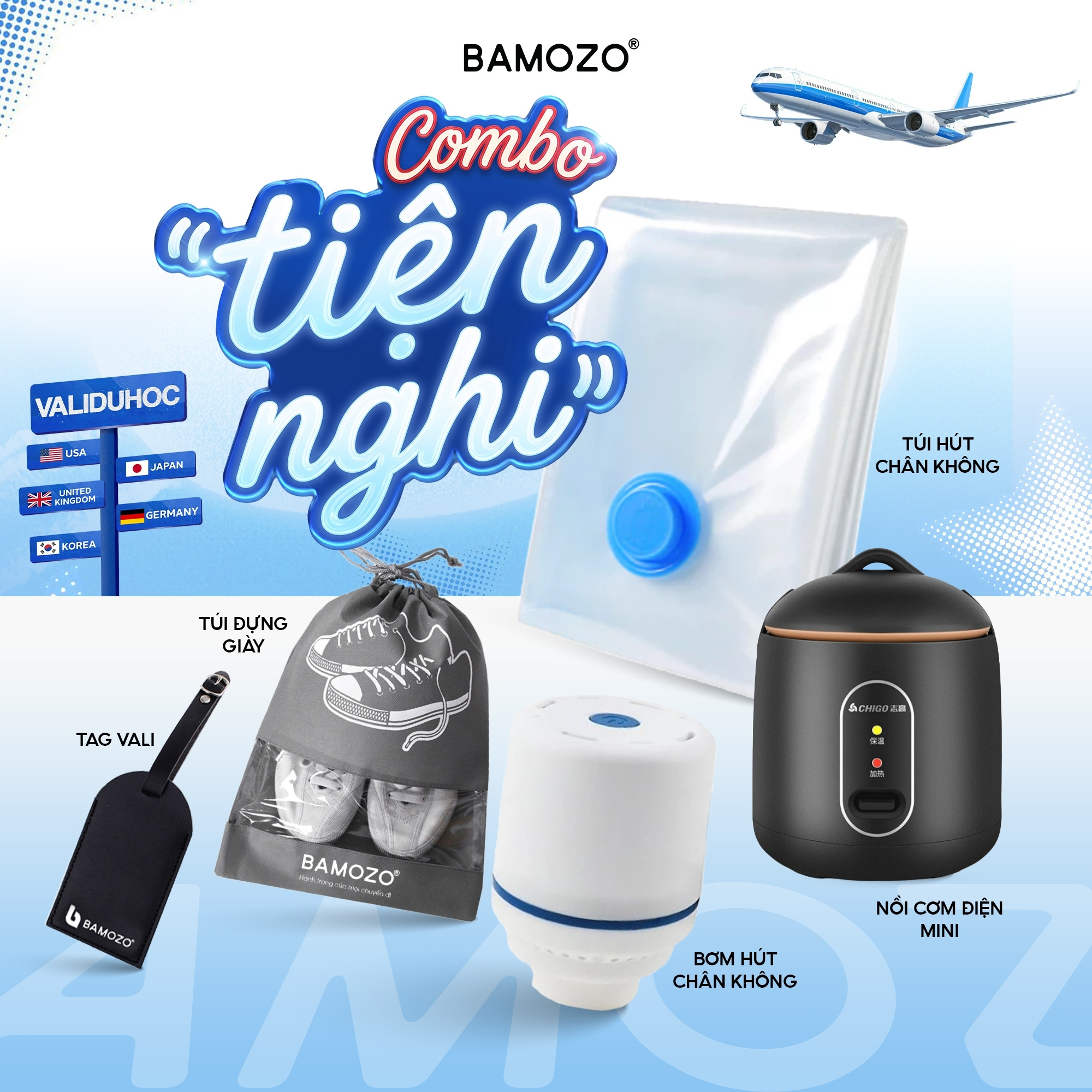 Combo Tiện Nghi Du Học Bamozo – Gọn Hành Lý, Đủ Đồ Cho Hành Trình Xa Nhà