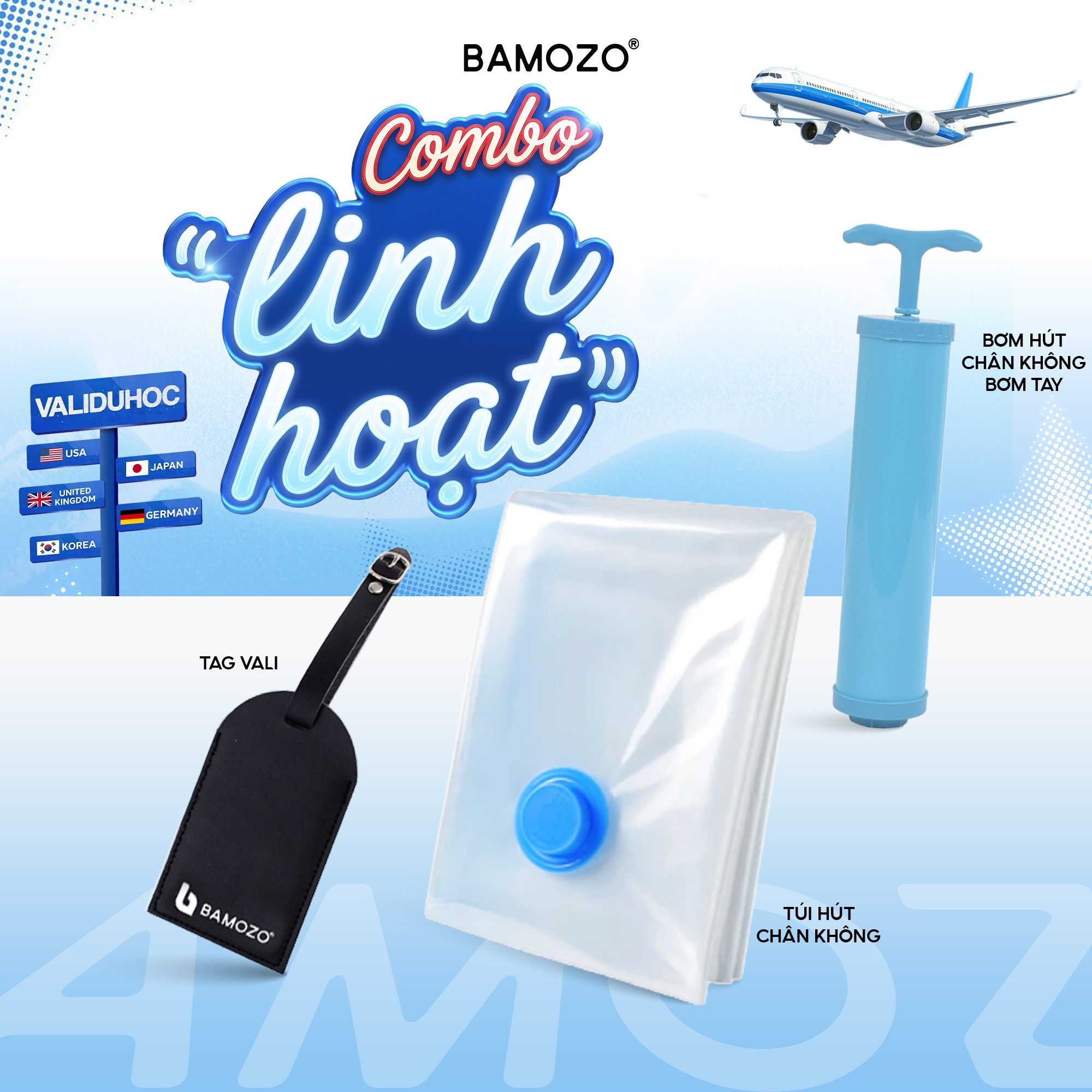 Combo Linh Hoạt Bamozo – Hút Gọn Hành Lý, Chủ Động Mọi Chuyến Đi
