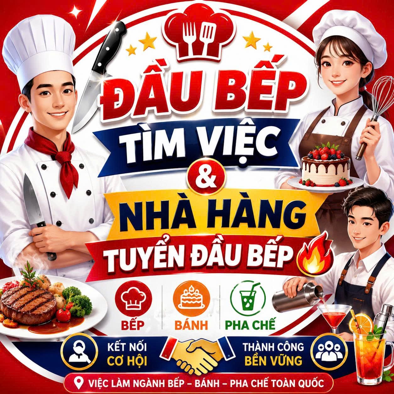 ĐẦU BẾP TÌM VIỆC & NHÀ HÀNG TUYỂN ĐẦU BẾP - Kết nối việc làm ngành Bếp, Bánh & Pha Chế trên toàn quốc