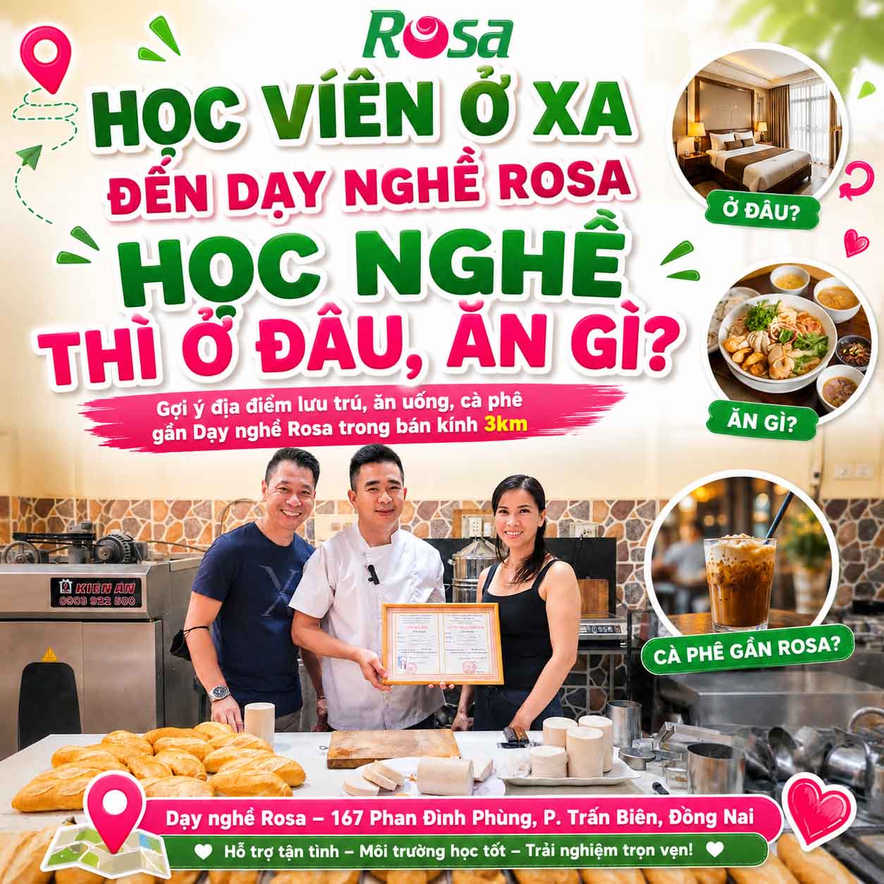 Học Viên Ở Xa Đến Học Nghề Tại Rosa - Ở Đâu? Ăn Gì? Một Số Địa Điểm Lý Tưởng Gợi Ý.