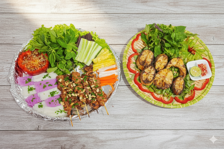 Workshop Học Làm Mẹt Thịt Nướng Bánh Hỏi + Cá Lăng Nướng Sate PVN1258