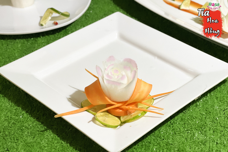 Workshop Học Tỉa Hoa Trang Trí Dĩa Kiểu Hoa Cúc Thái, Hoa Hồng Cánh Cong, Hoa Mẫu Đơn, Hoa Ly  PVN1018