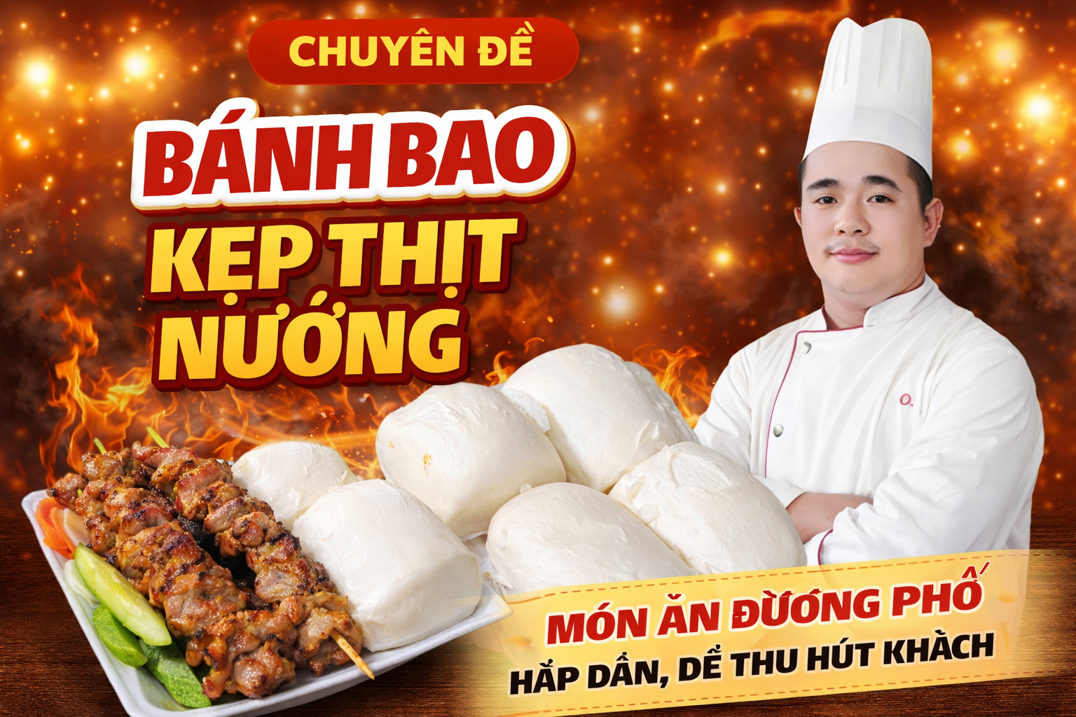 Workshop học làm BÁNH BAO KẸP THỊT NƯỚNG (Xốt phô mai) PVN726