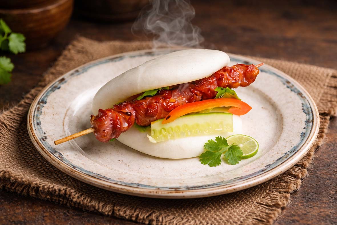 Chuyên đề học làm BÁNH BAO THỊT NƯỚNG XIÊN (BAO KẸP THỊT NƯỚNG) - Món ăn đường phố hấp dẫn, dễ thu hút khách