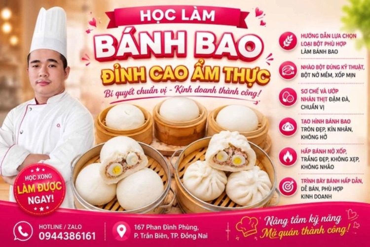 Tổng hợp học làm BÁNH BAO (Bánh Bao Hấp, Bánh Bao Cadé, Bánh Bao Chiên, Bánh Bao Nướng, Bánh Bao Thịt Xiên Nướng,...)