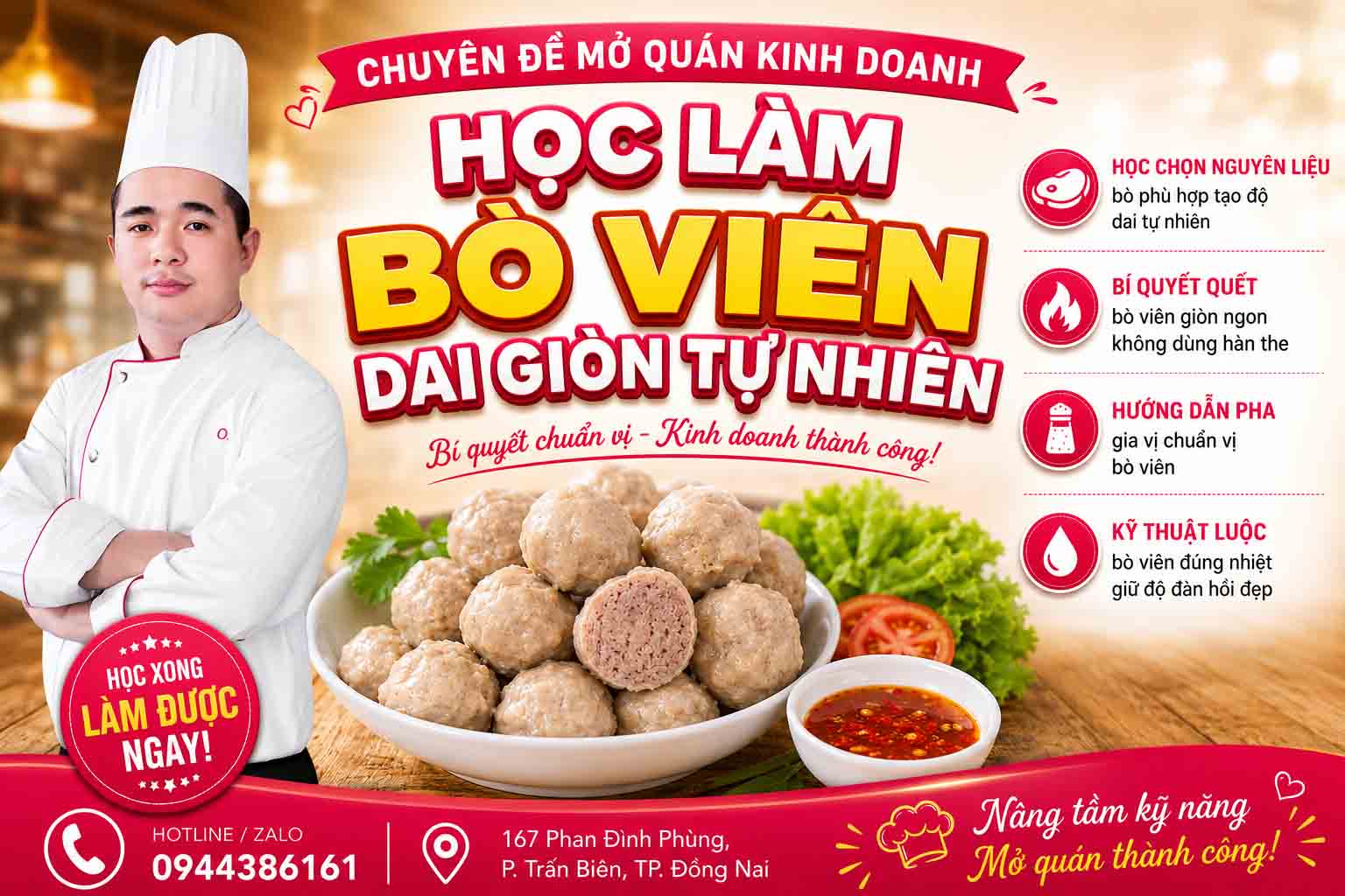 Chuyên đề học làm BÒ VIÊN - Thơm ngon, dai giòn tự nhiên, không bở - Mở quán bò viên gia truyền