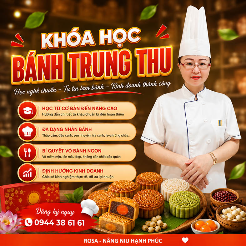 Chuyên Đề Học Làm Bánh Trung Thu (Đậu Xanh, Khoai Môn, Mè Đen, Thập Cẩm) - Từ Cổ Truyền Đến Hiện Đại, Ngon Chuẩn Vị
