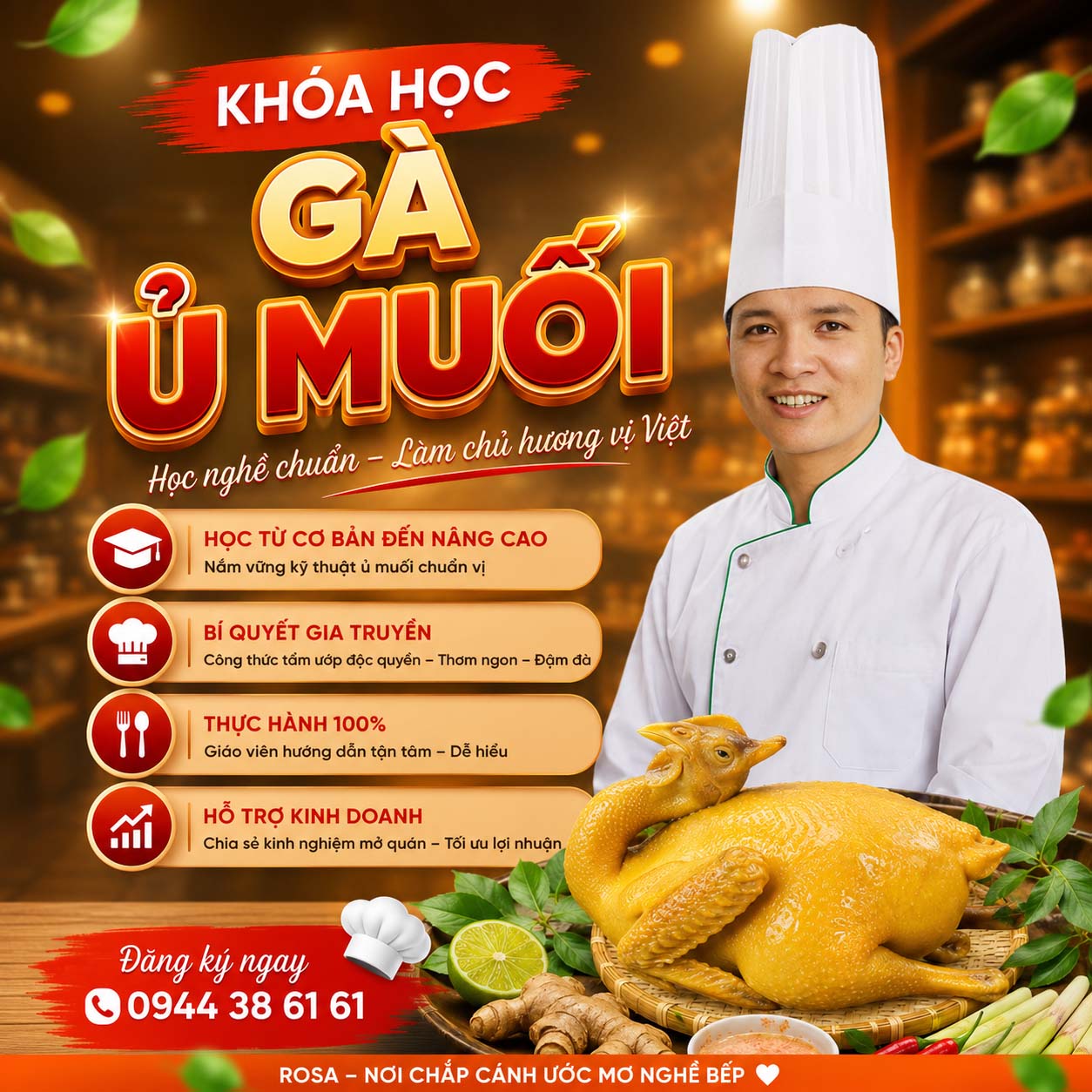 Chuyên đề học làm GÀ Ủ MUỐI (Muối hoa tiêu, thảo mộc, da giòn) - Món ăn hot trend trên thị trường