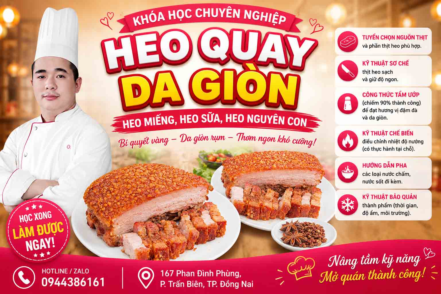 CHUYÊN ĐỀ HEO QUAY MIẾNG (Quay Lu, Quay Chảo, Da Giòn) Da Nổ Giòn Mở Quán Quán Kinh Doanh PVN708