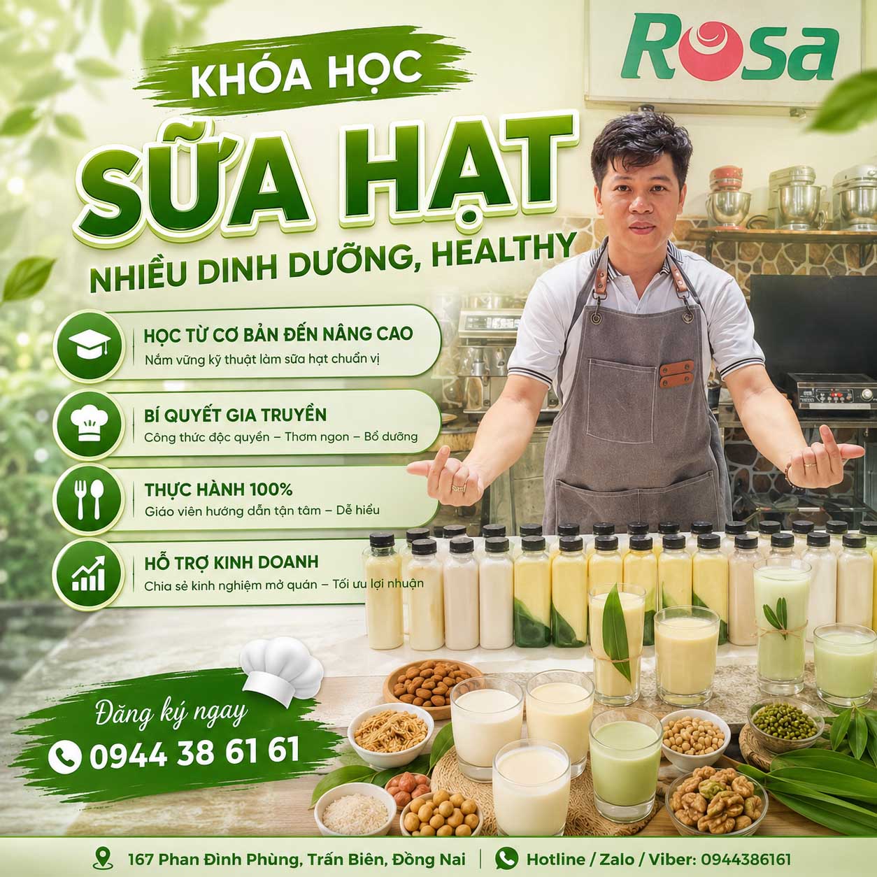 Chuyên Đề Học Nấu Các Loại Sữa Từ Hạt (Đậu Nành, Đậu Phộng, Bắp, Ngũ Cốc, Macca, Óc Chó, Yến Mạch...)