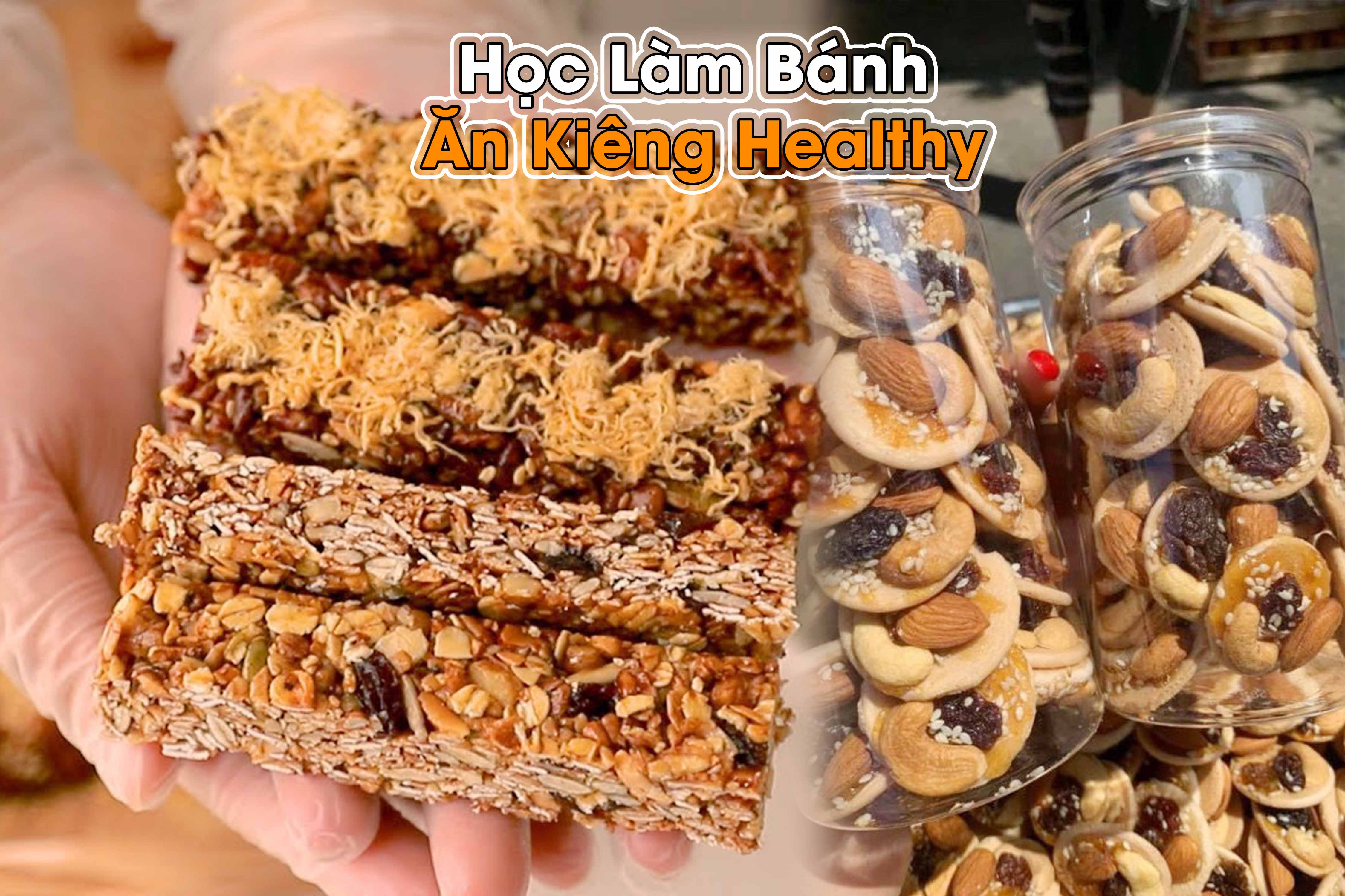 Công Thức học làm Bánh ăn kiêng Healthy 3 loại (Biscotti + Bánh đồng tiền + Thanh gạo lứt) PVN603