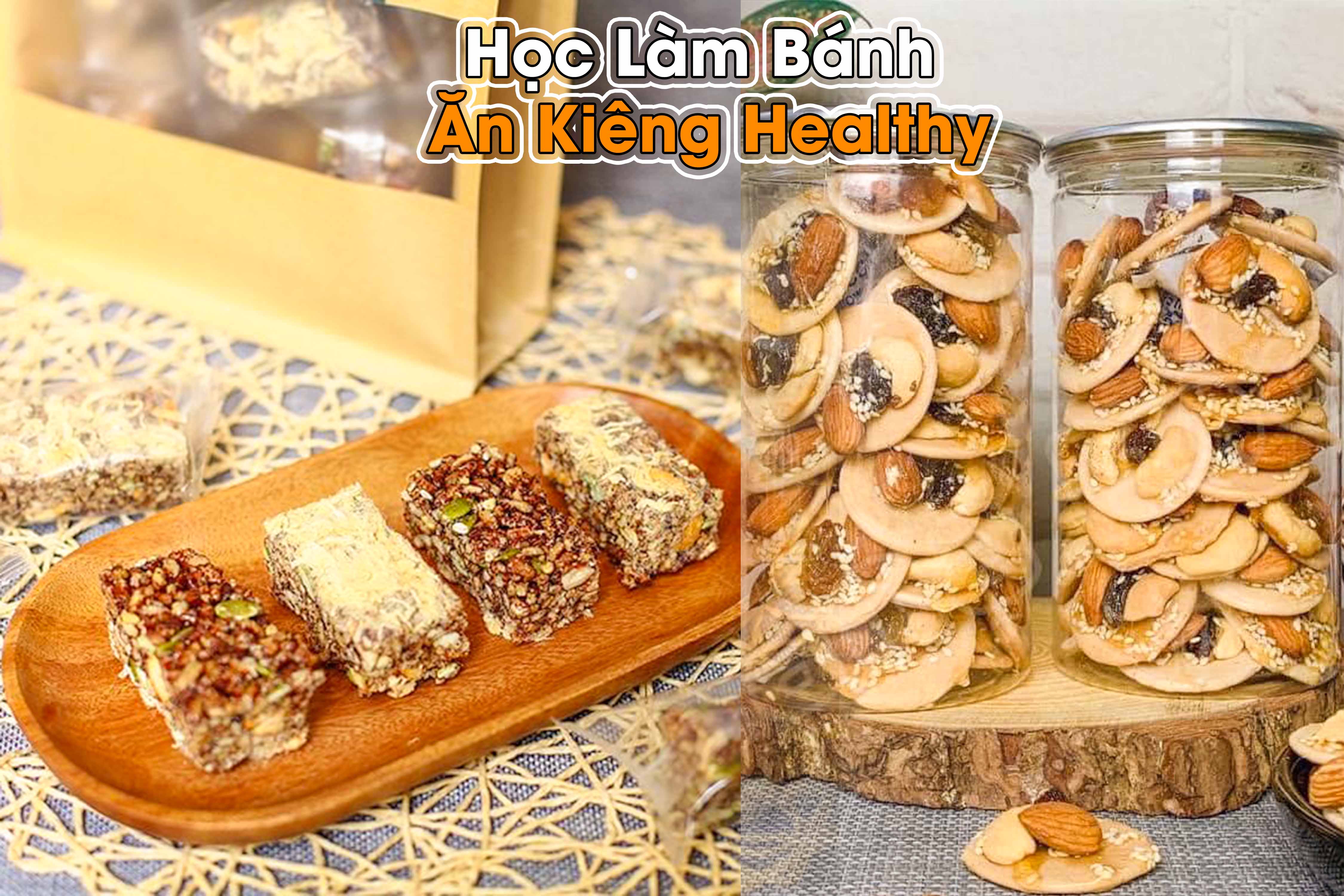 Công Thức học làm Bánh ăn kiêng Healthy 3 loại (Biscotti + Bánh đồng tiền + Thanh gạo lứt) PVN603