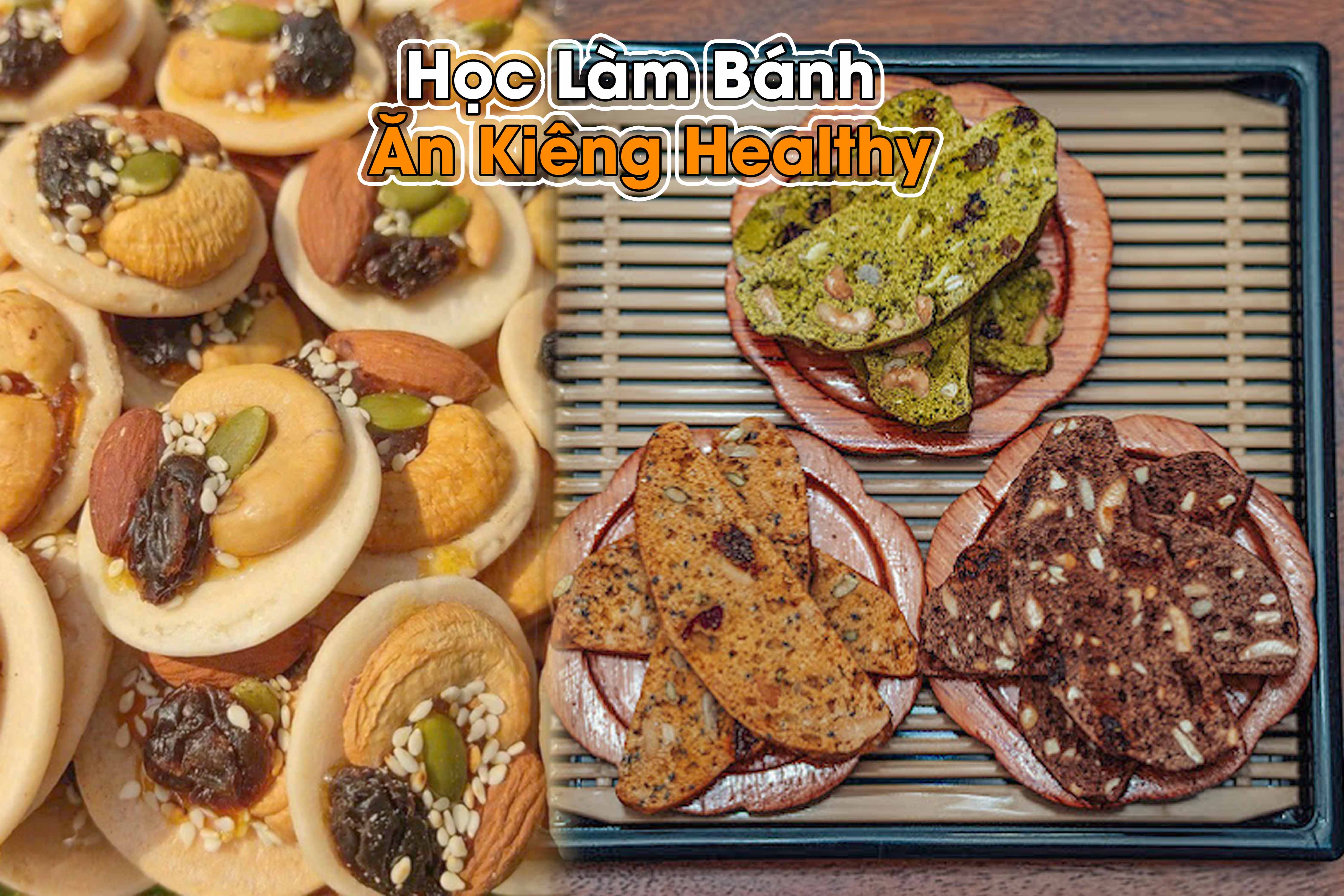 Công Thức học làm Bánh ăn kiêng Healthy 3 loại (Biscotti + Bánh đồng tiền + Thanh gạo lứt) PVN603