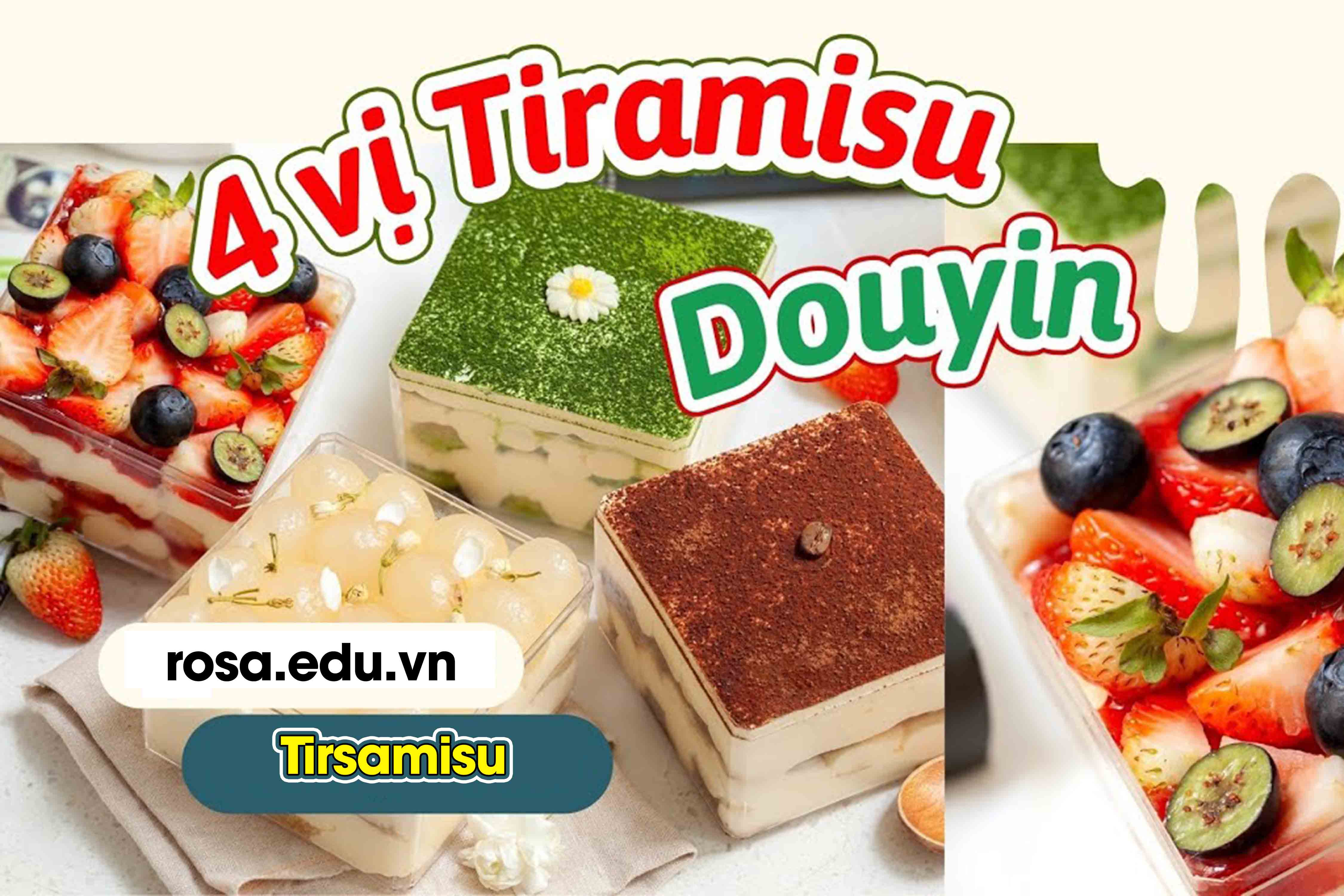 Công Thức Học Làm Bánh Tiramisu Douyin (Truyền Thống, Trà Xanh, Vị Dâu, Việt Quất) PVN91