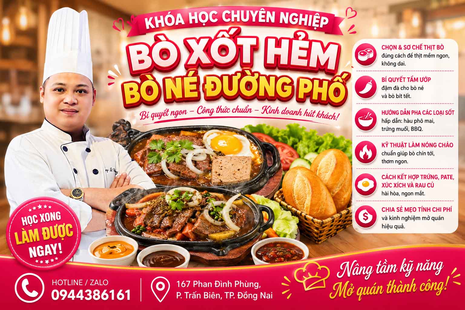 Chuyên đề BÒ NÉ, BÒ SỐT HẺM, BÒ BÍT TẾT (Sốt Hàu Phô Mai, Sốt Trứng Muối, Sốt BBQ, Beefsteak...)