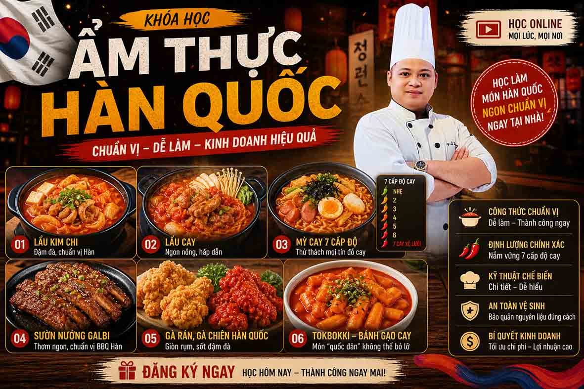 Chuyên đề HỌC NẤU CÁC MÓN HÀN QUỐC - CHUẨN VỊ XỨ KIM CHI, MỞ QUÁN LÀ CÓ KHÁCH!