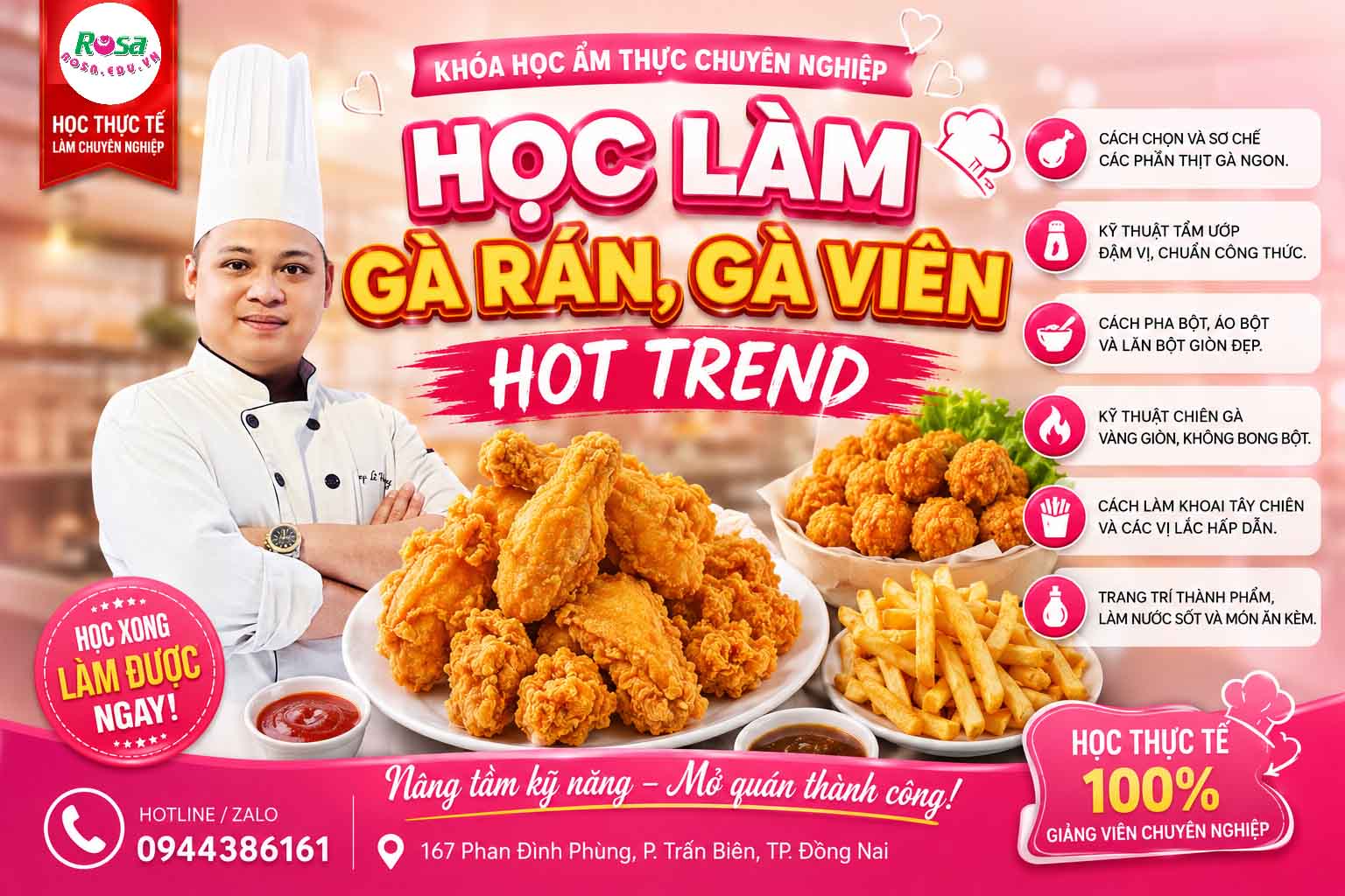 Chuyên Đề Gà Rán, Gà Viên Hot Trend (Fried chicken) - Gà Rán Giòn Lâu, Chuẩn Vị Mở Quán Chuyên Nghiệp