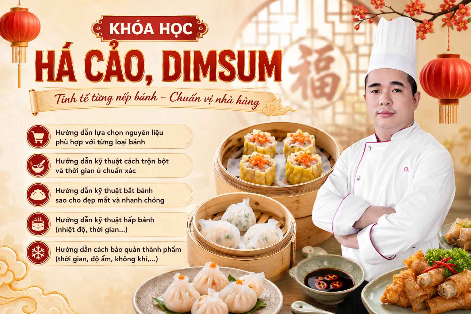 Chuyên đề HÁ CẢO, XÍU MẠI, MANDU - Học trọn khóa làm dimsum, món ăn vặt hot và đông khách nhất hiện nay