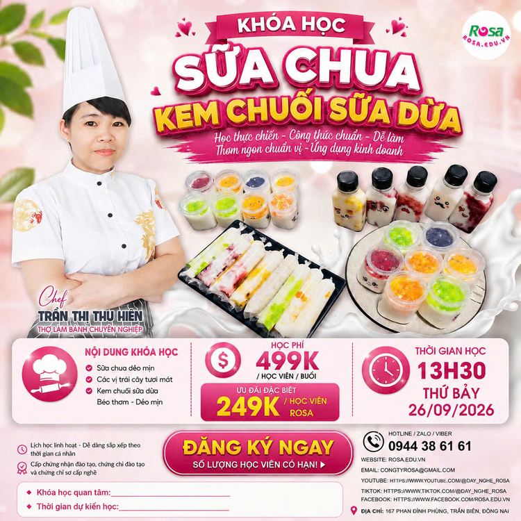 (𝐖𝐎𝐑𝐊𝐒𝐇𝐎𝐏 𝐕𝐈𝐏) Học Làm Sữa Chua và Kem Chuối Sữa Dừa _ Mở Quán Kinh Doanh (Lớp 10 học viên, học ngắn, kinh doanh ngay) PVN135