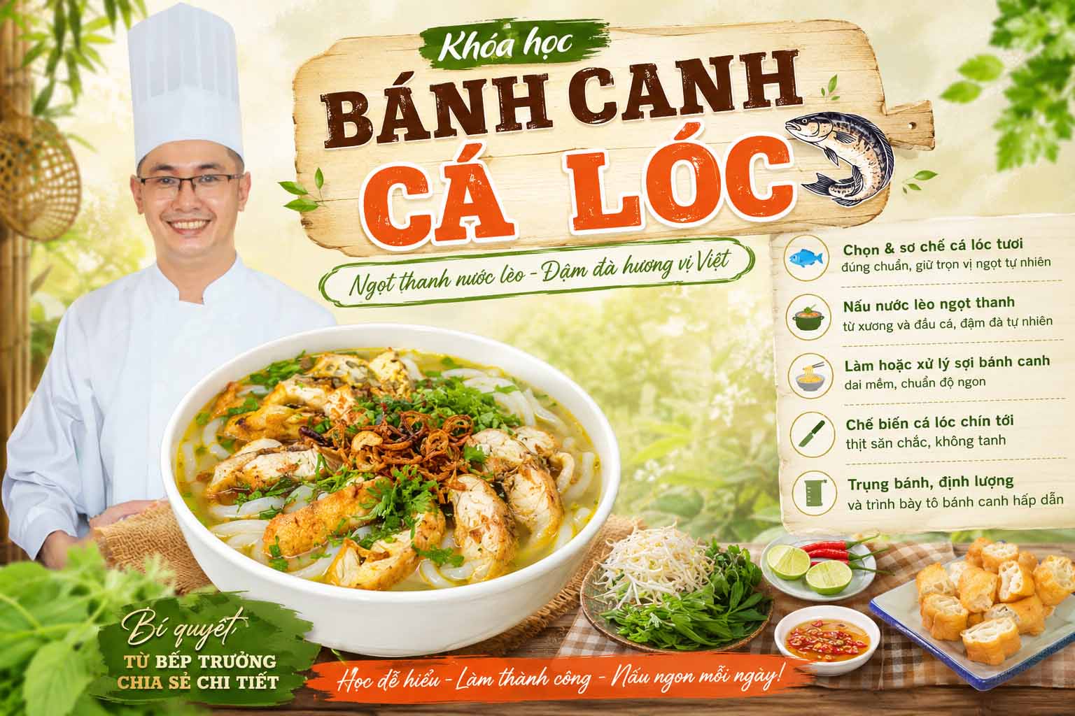 Chuyên đề học nấu BÁNH CANH CÁ LÓC - Khẩu vị 3 miền Bắc, Trung, Nam - Mở quán kinh doanh bánh canh gia truyền