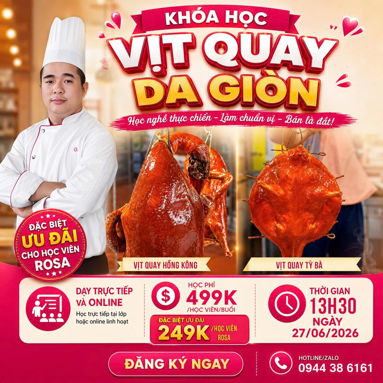 (𝐖𝐎𝐑𝐊𝐒𝐇𝐎𝐏 𝐕𝐈𝐏) Học Vịt Quay Da Giòn (Vịt Quay Tỳ Bà + Vịt Sốt Hồng Kông) - Công Thức Trộn Bột Da Giòn (Lớp 10 học viên, học ngắn , kinh doanh ngay) PVN814