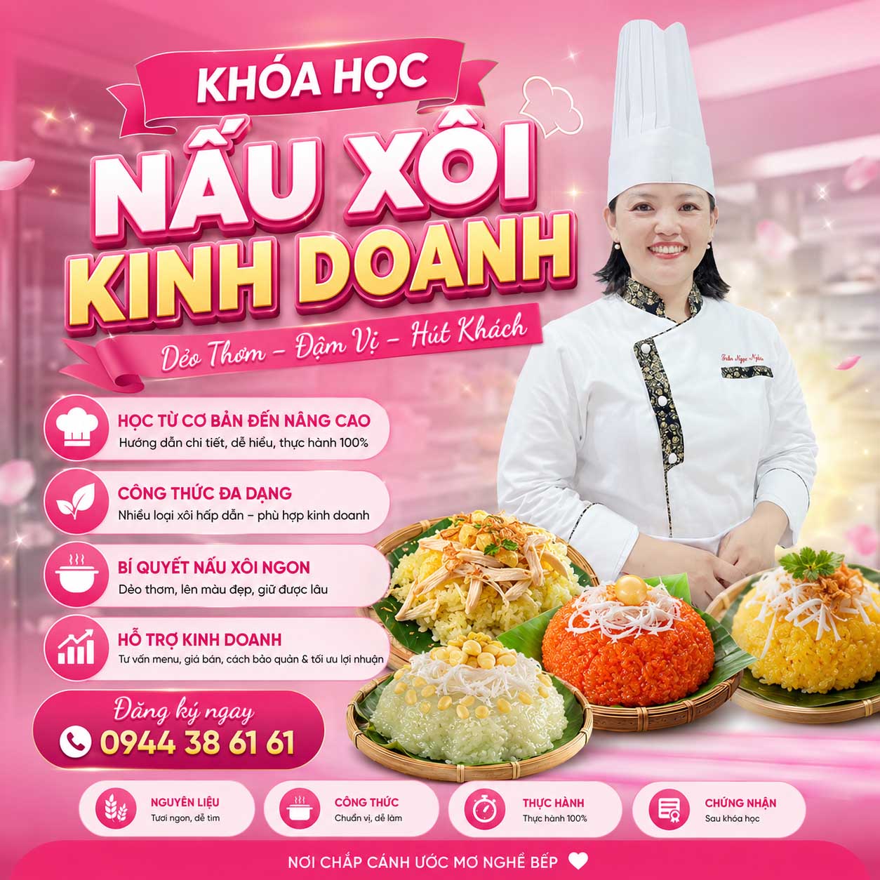 Tổng Hợp Học Nấu Các Món Xôi Kinh Doanh (Xôi Bồ Cầu, Xôi Cua Cà Mau, Xôi Gà, Xôi Mặn, Xôi Đậu,...) - Đa Dạng Món, Dễ Bán