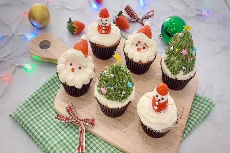 Workshop Học Làm Bánh Bông Lan Cuộn Gốc Cây Noel - Bánh Cupcake Trang Trí Noel PVN1808