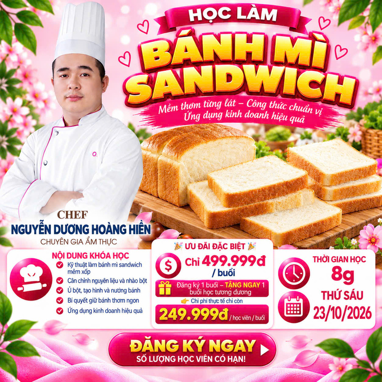 Workshop Học Làm Bánh Mì Sandwich Lạt PVN1057