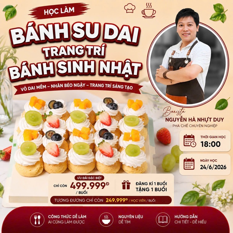 Workshop Học Làm Bánh Su Dai ( Chà Bông, Trang Trí Bánh Sinh Nhật ) PVN468