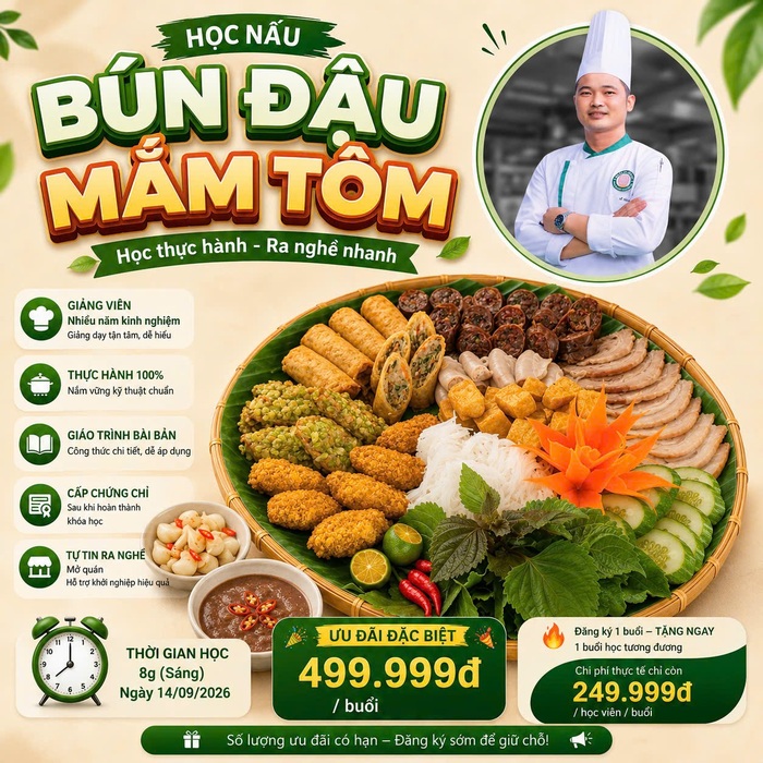 Workshop Học Làm Bún Đậu Mắm Tôm (Gồm: Bún Lá + Nem Rán + Thịt Giò Bó Luộc + Dồi Huyết Heo + Lòng Non, Gan Luộc + Chả Cốm + Đậu Rán + Chả Giò + Mắm Tôm Thanh Hóa) (Bắc) PVN438