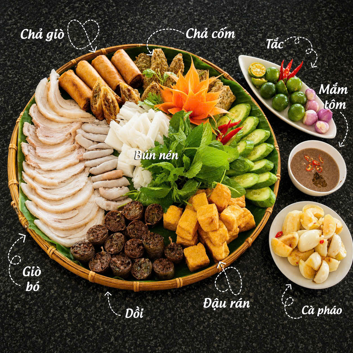 Workshop Học Làm Bún Đậu Mắm Tôm (Gồm: Bún Lá + Nem Rán + Thịt Giò Bó Luộc + Dồi Huyết Heo + Lòng Non, Gan Luộc + Chả Cốm + Đậu Rán + Chả Giò + Mắm Tôm Thanh Hóa) (Bắc) PVN438
