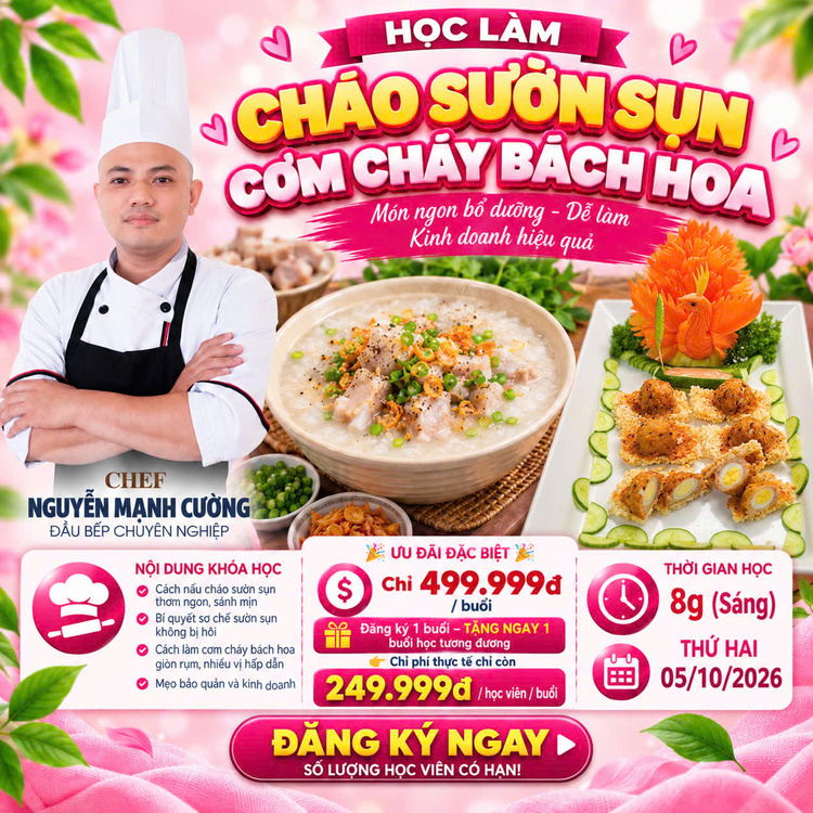 Workshop Học Làm Cháo Sườn Sụn  + Cơm Cháy Bách Hoa PVN1154