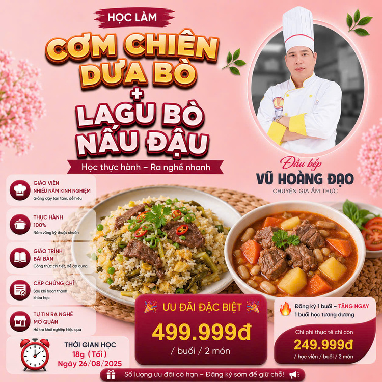 Workshop Học Làm Cơm Chiên Dưa Bò - Lagu Bò Nấu Đậu PVN682