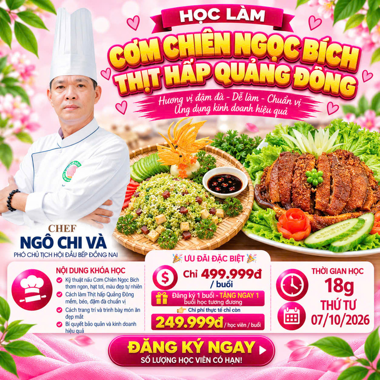 Workshop Học Làm Cơm Chiên Ngọc Bích, Thịt Hấp Quảng Đông ( Khâu Nhục ) & Bánh Mì PVN1157