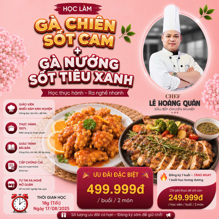 Workshop Học Làm Gà Chiên Sốt Cam - Gà Nướng Sốt Tiêu Xanh PVN1290