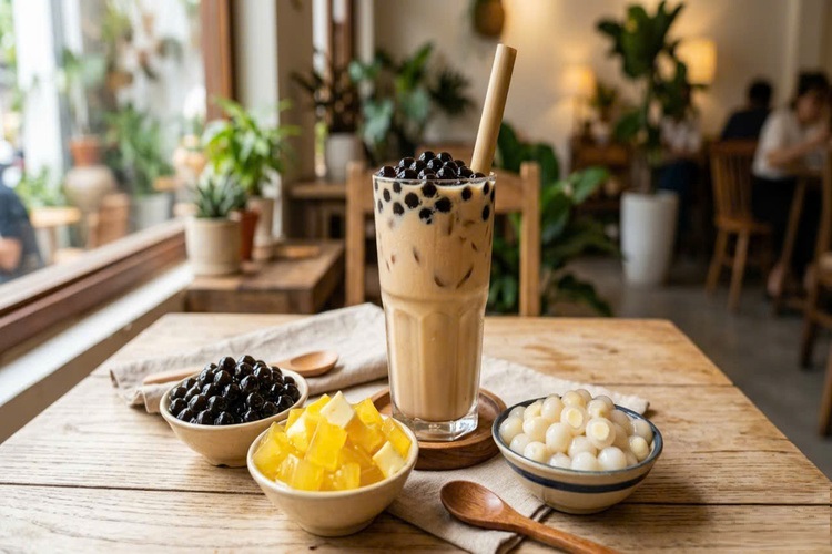 Workshop Học Làm Hồng Trà Sữa Kem Trứng Nướng, Trà Sữa Gạo Rang Kem Phô Mai, Olong Sữa Matcha, Trân Châu Tươi, Thạch Dứa Phô Mai, Trân Châu Phô Mai PVN696